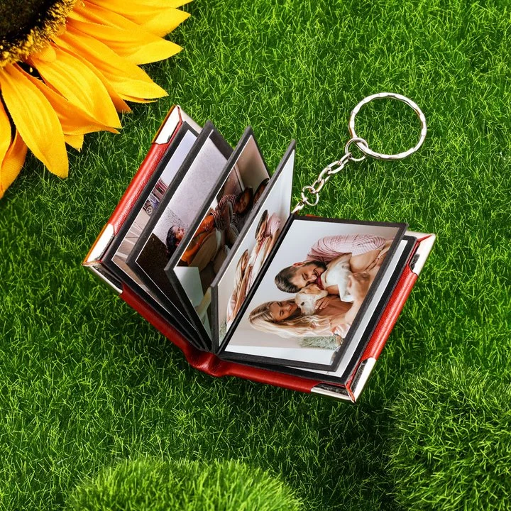 Personalized Photo Album Keychain Custom 10 Photos Leather Keychain  Romantic Gifts