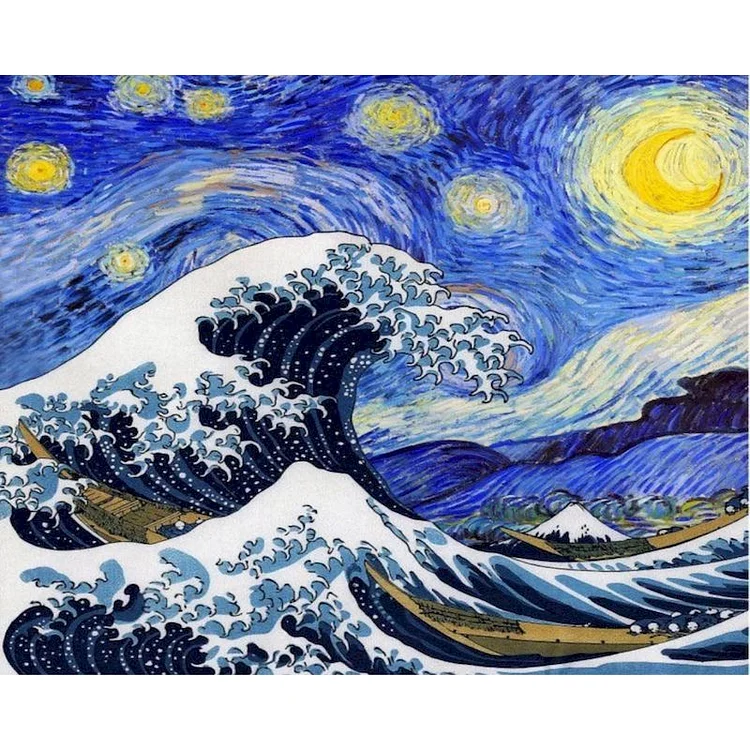 Van Gogh Moonlight Landscape (60*45CM) 11CT Stamped Cross Stitch gbfke