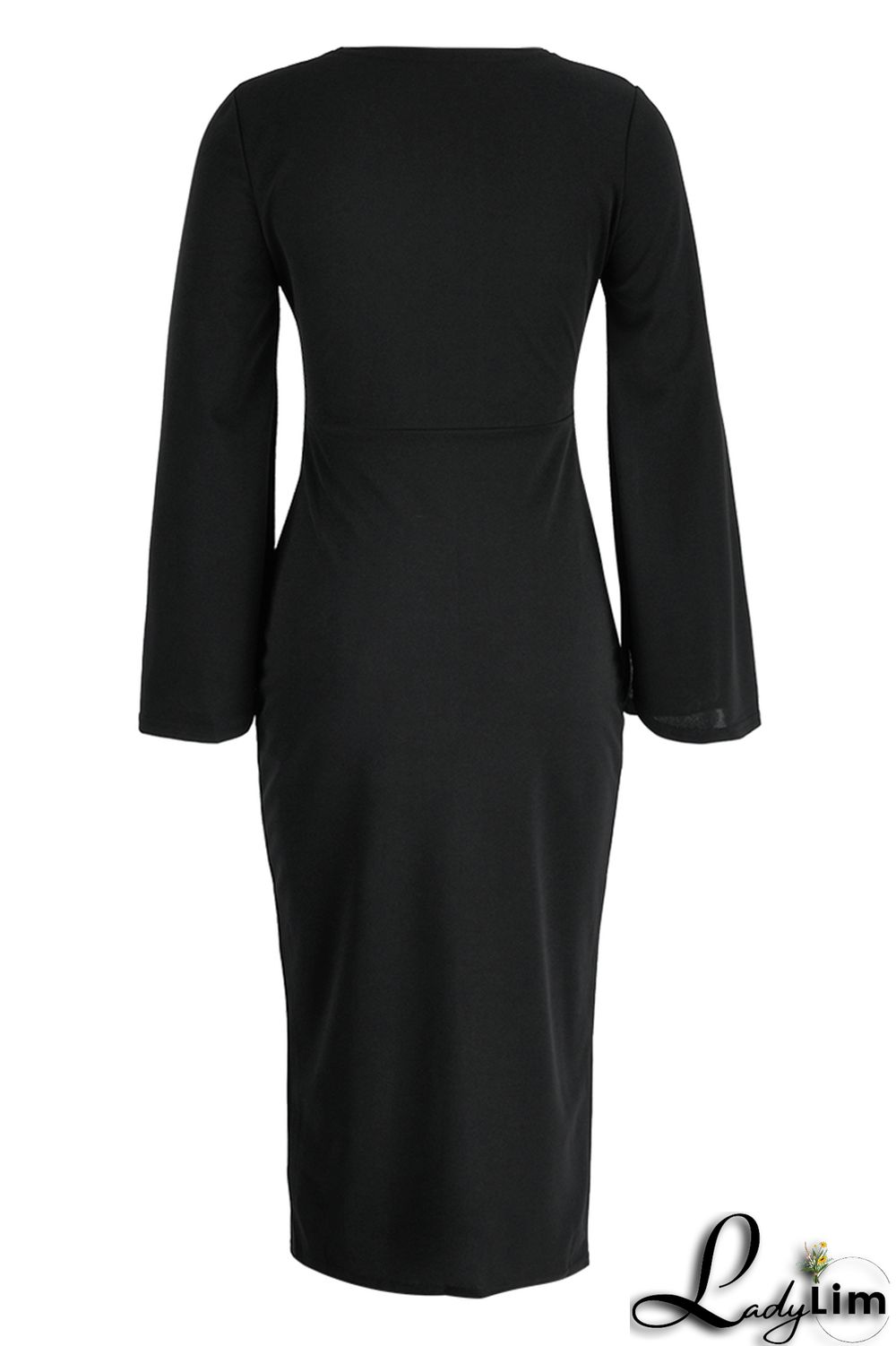 Red Fashion Casual Solid Patchwork Slit O Neck Long Sleeve Dresses