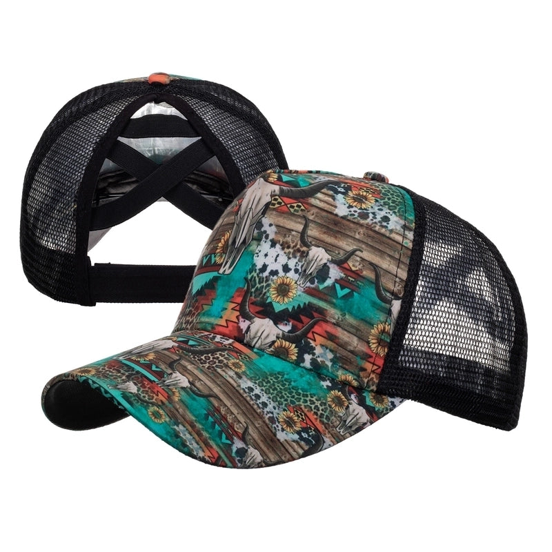 Women’s Fashion Color Block Flower Leopard Baseball Cap