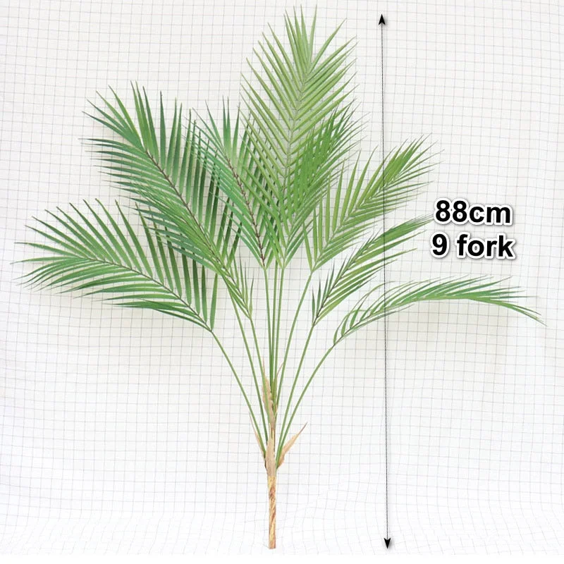 Multiple Green Artificial Palm Leaf Plastic Plants Garden Home Outdoor Decorations Scutellaria Tropical Tree Fake Plants