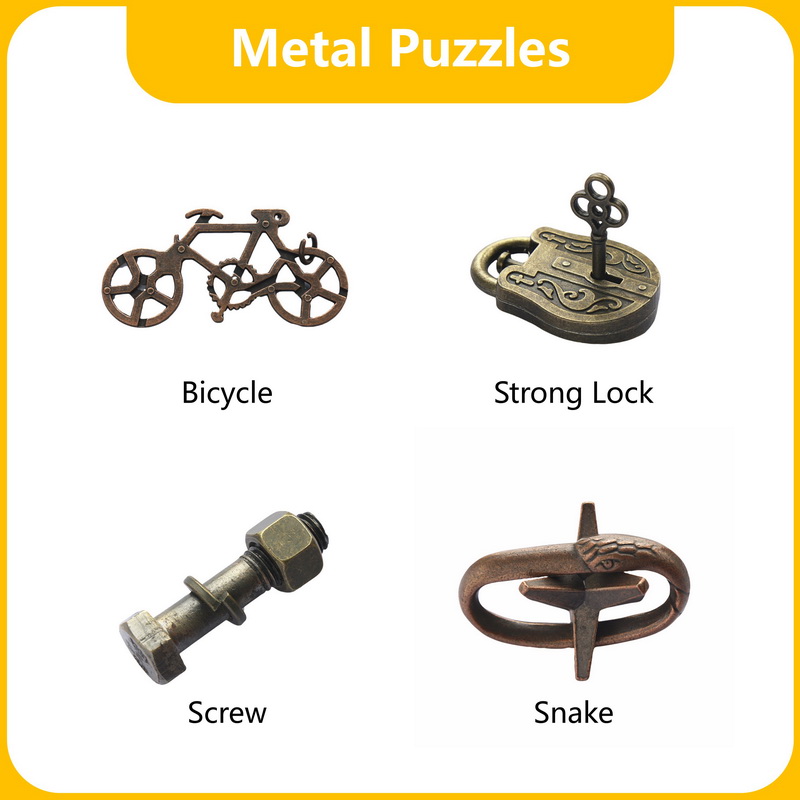 Metal Puzzle Rings, Brain Teaser Metal Puzzle Toys.