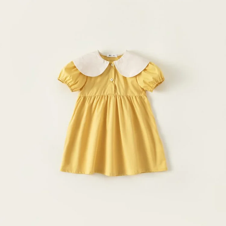 Toddler Girl Color Color Lapel Collar Dress