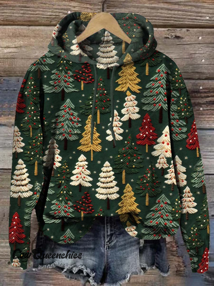 Color Christmas Tree Vintage Casual Hoodie Sweatshirt Multicolor / S