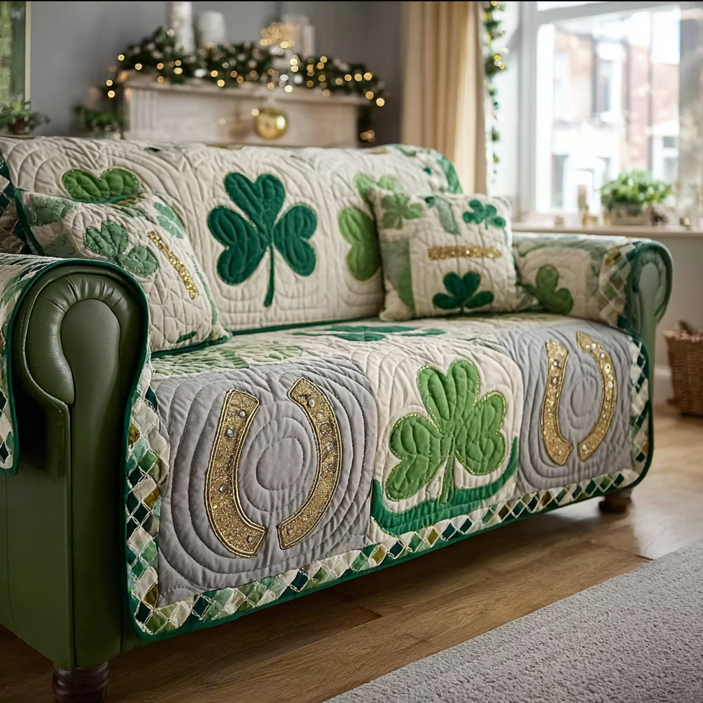 Jade Shamrock Dream Quilted Sofa Cover NCU0HH1647 everthome