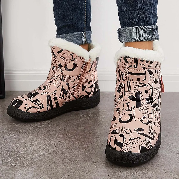 Warm Fur Lining Snow Booties Waterproof Ankle Boots