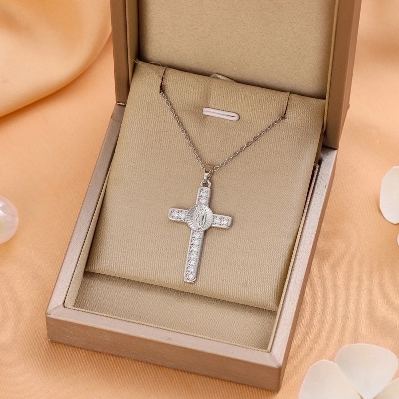 Titanium Steel Casual Minimalist Cross Plating Pendant Necklace