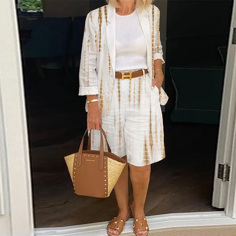 White with Printed Pattern Pantsuit