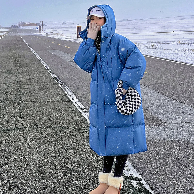 Toloer Korean Advanced Sense Hooded Coffee Color Long Cotton Coat Female Autumn And Winter Loose Cotton-Padded Jacket Fashion Temperament Cotton Clothes-Outfit Ideas