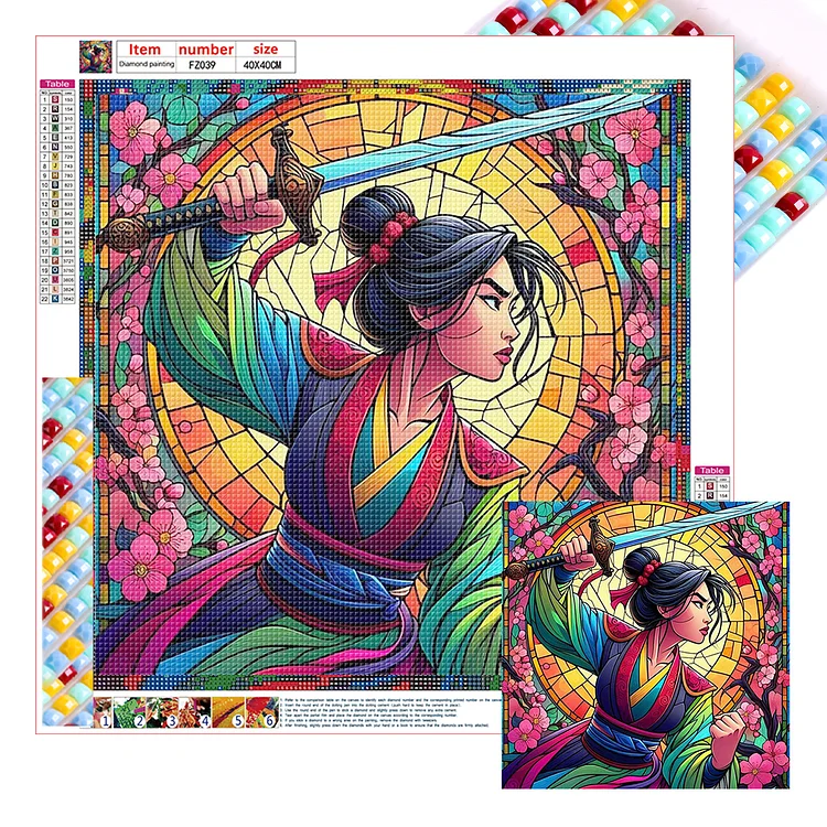 Glass Painting Style Disney Princess-Mulan 40*40CM (Canvas) Full Square Drill Diamond Painting gbfke