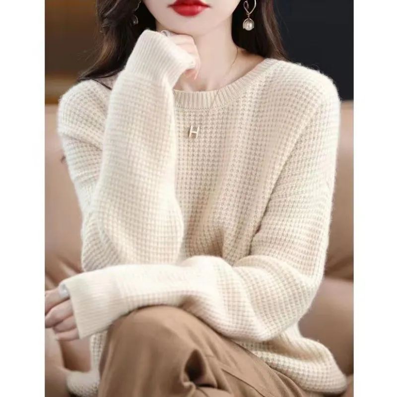Uveng Uveng Round-Neck Cashmere Sweater Women's Woolen Woolen Woolen Sweater In Autumn And Winter 2024