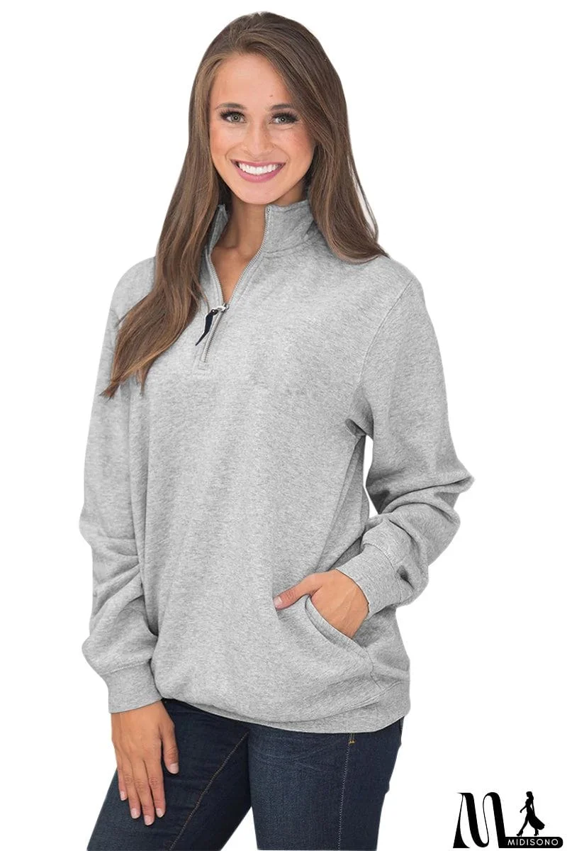 MidiSono - Pocket Style Quarter Zip Sweatshirt