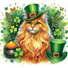 St. Patrick's Day Katze komplette DIY 5D Round Drill Diamantkunst-Kits f&uuml;r Wanddekoration 40x40cm