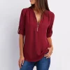 Donna Camicia scollo a V con zip