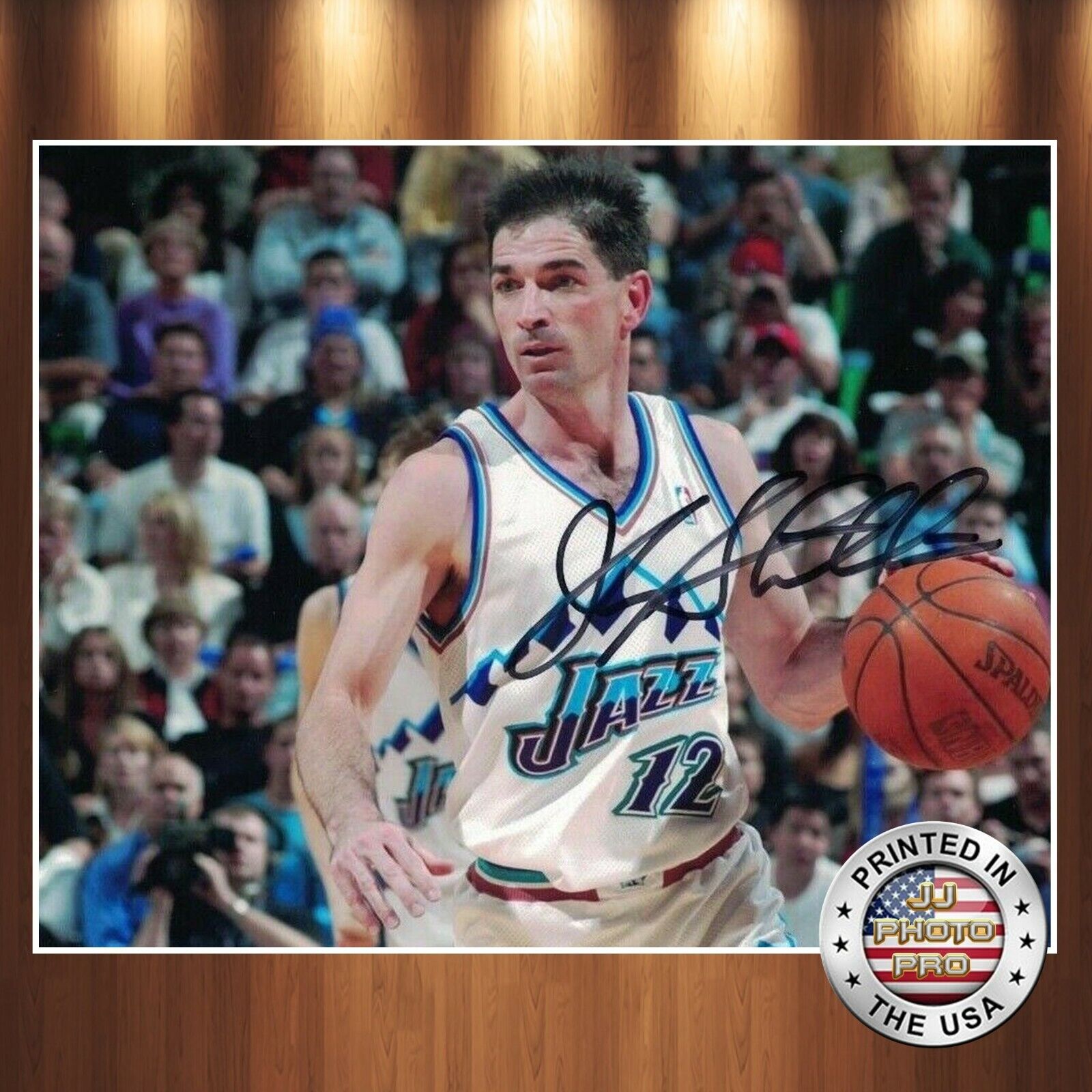 John Stockton Autographed Signed 8x10 Photo Poster painting (HOF Jazz) REPRINT