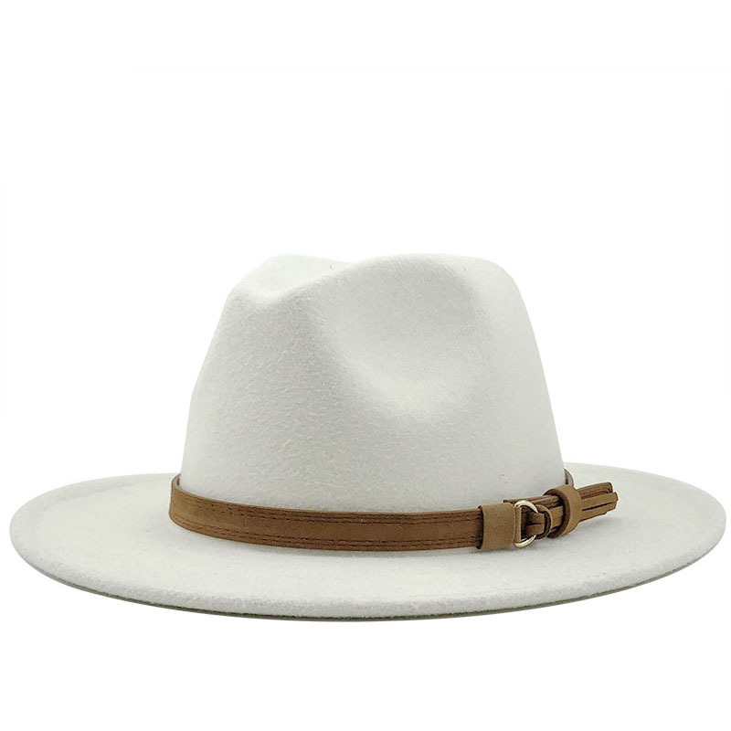Multi-Color Hat Suede Belt Woolen Hat British Style Jazz Hat