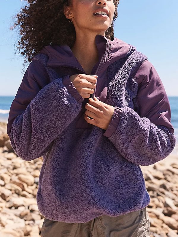 Splicing temperament warm women's fleece sweatshirt