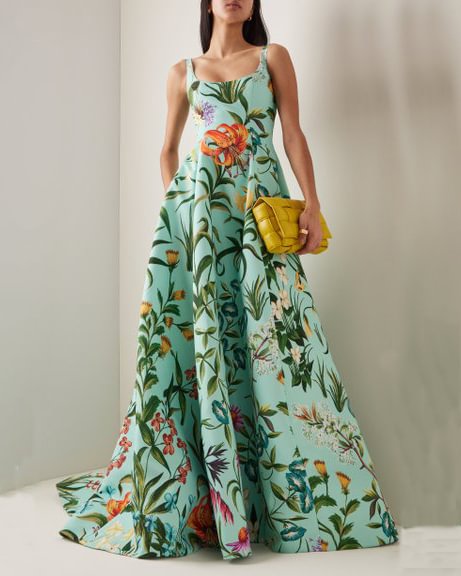 Floral Tapestry Gown Dress