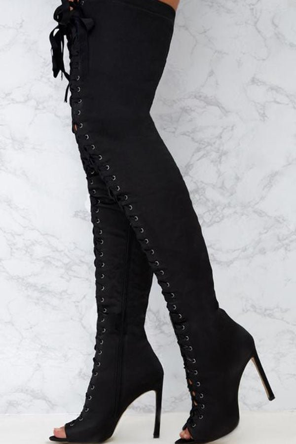 Solid Color Chic Drawstrings Boot