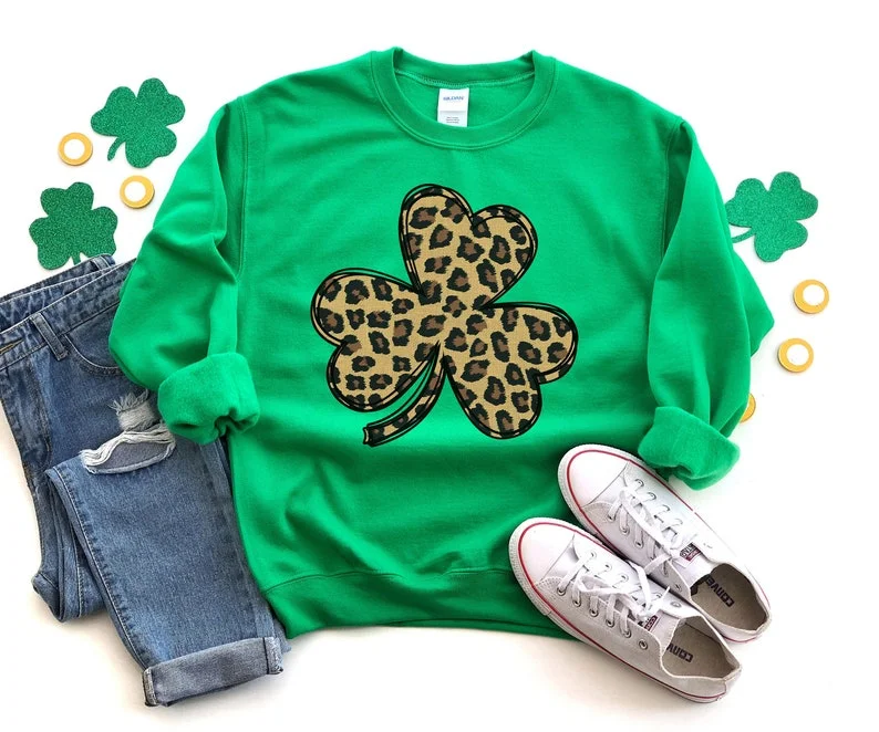 Leopard Print Shamrock Irish Day Sweatshirt