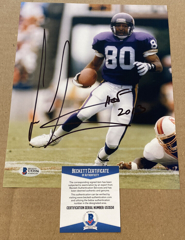 CRIS CARTER SIGNED MINNESOTA VIKINGS 8X10 Photo Poster painting BECKETT CERTIFIED #2