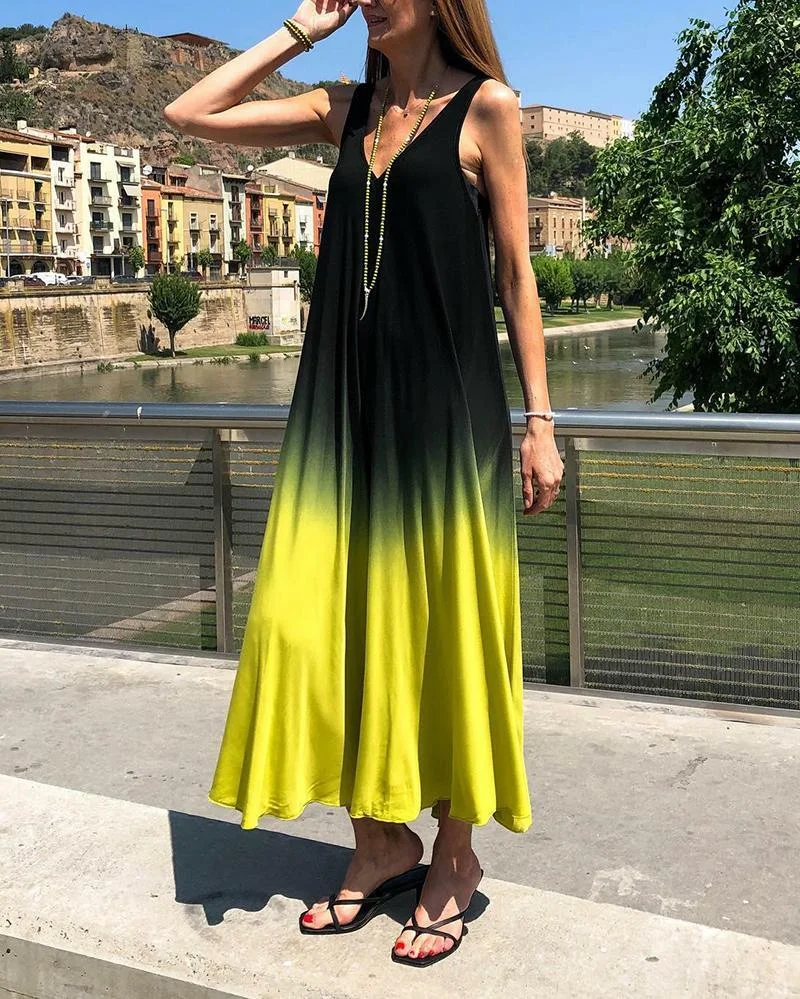 Casual sleeveless gradient dress