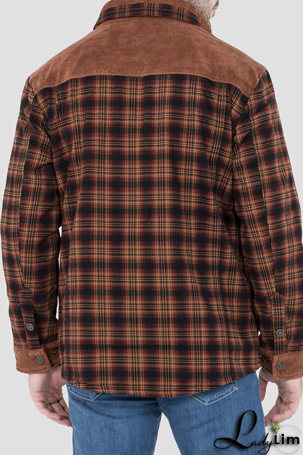 Dark Green Casual Plaid Split Joint Buckle Turndown Collar Outerwear