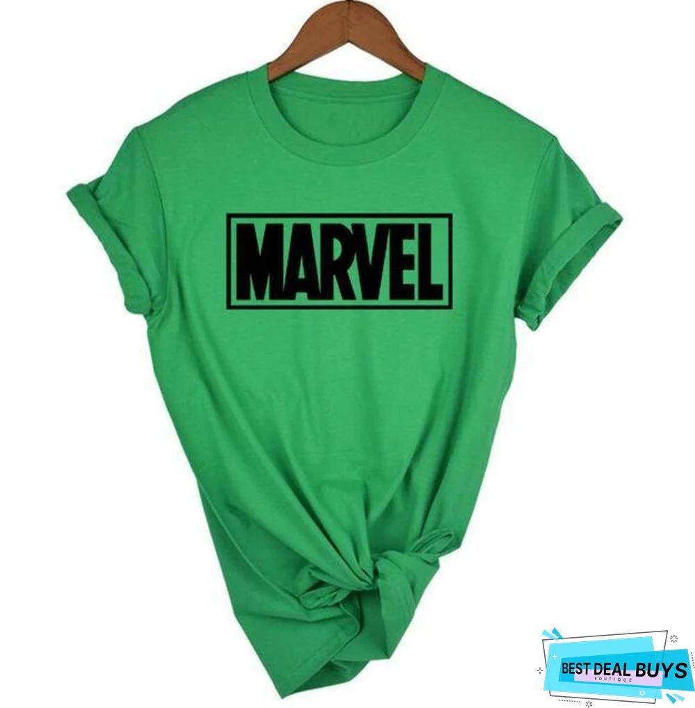 Women Short Sleeve T-shirt O-neck Cotton Super Hero Tops Tee