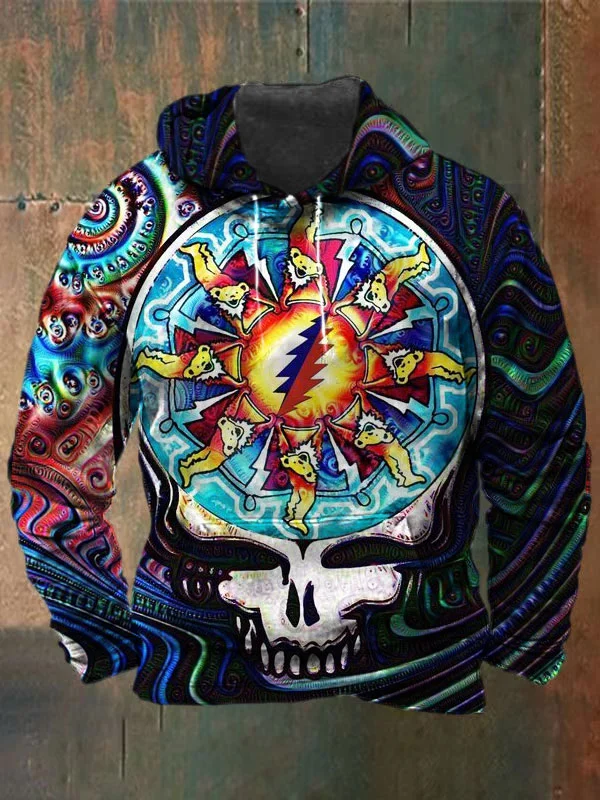 Unisex Skull Print Heavyweight Hoodies