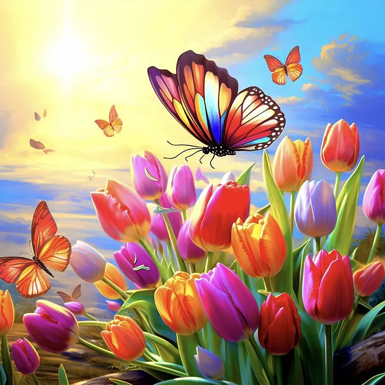 Tulips 30*30CM (Canvas) Full Round Drill Diamond Painting gbfke