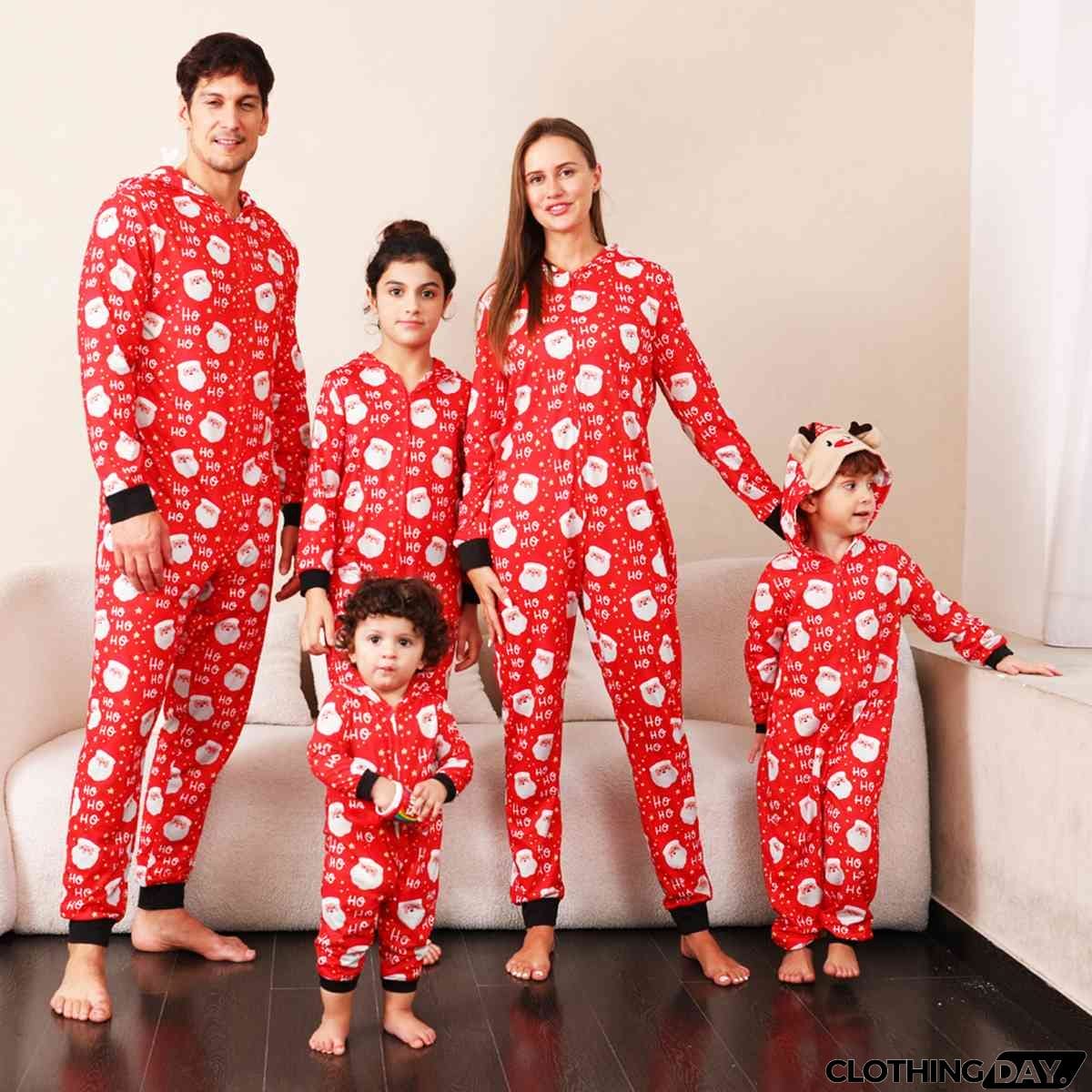 Santa Print Hooded Jumpsuit