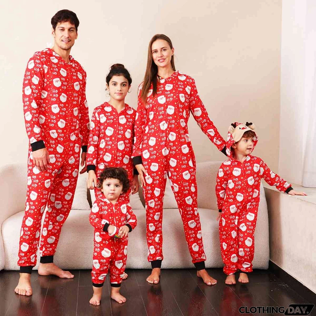 Santa Print Hooded Jumpsuit