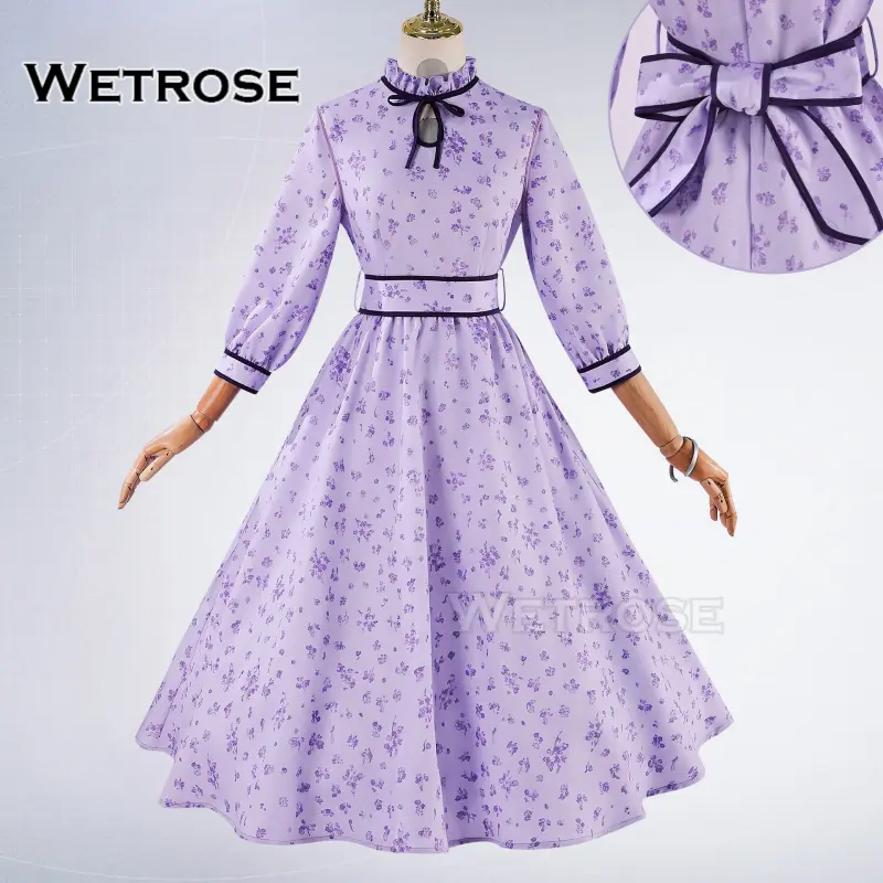 [Wetrose] Pre-Order Frieren: Beyond Journey's End Fern Purple Floral Dress Anime Cosplay Costume