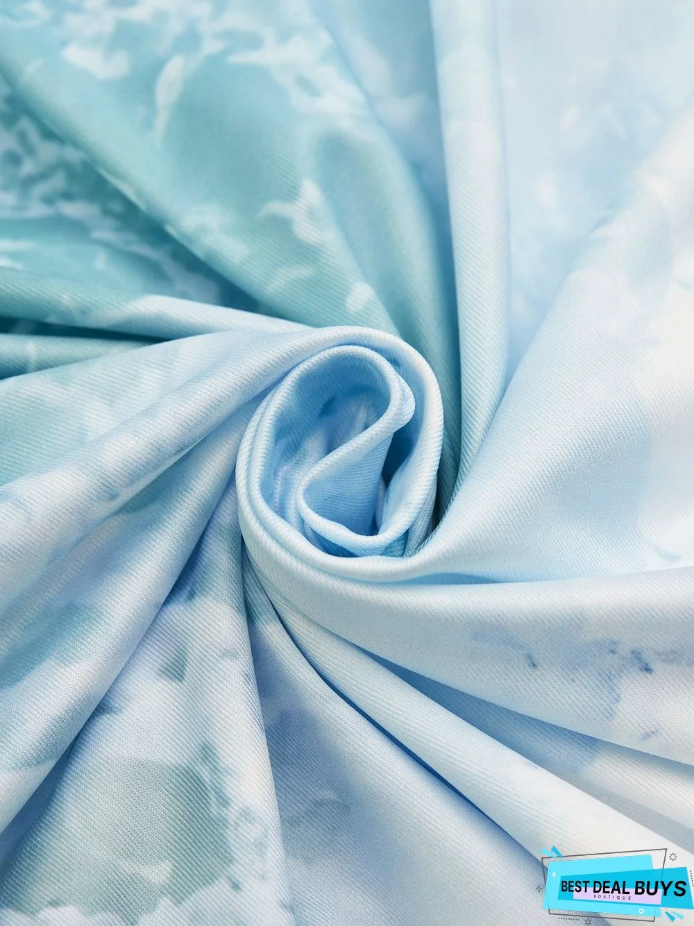 Sea Gradient Painted V-Neck Short Sleeve Casual Dress