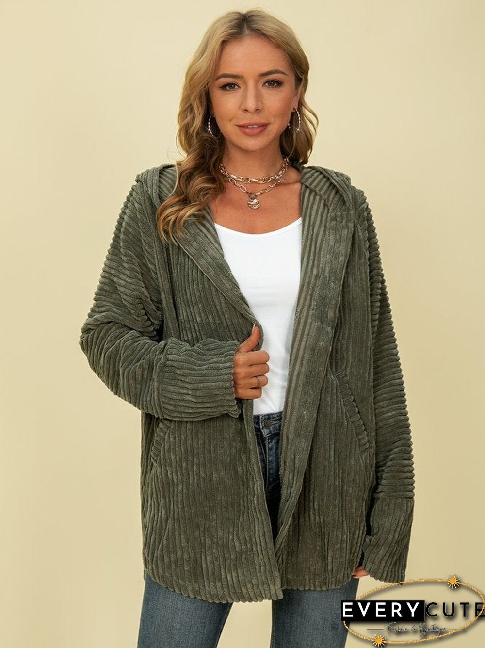 Plain Casual Outerwear