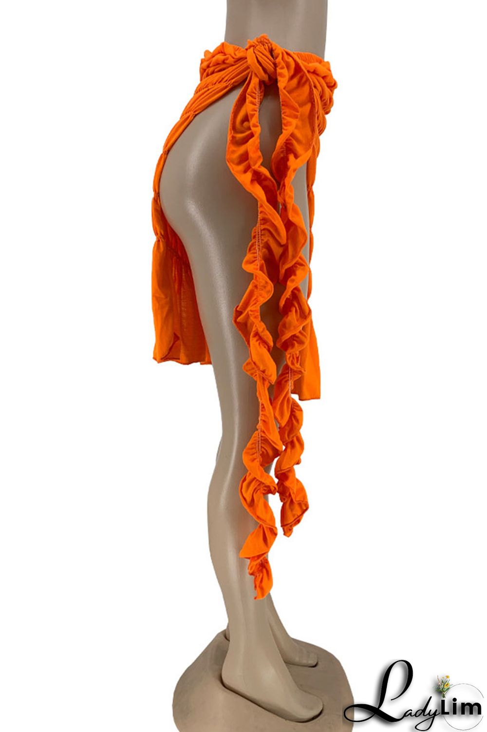 Lake Blue Sexy Solid Bandage Split Joint Slit Fold Straight Mid Waist Straight Solid Color Bottoms