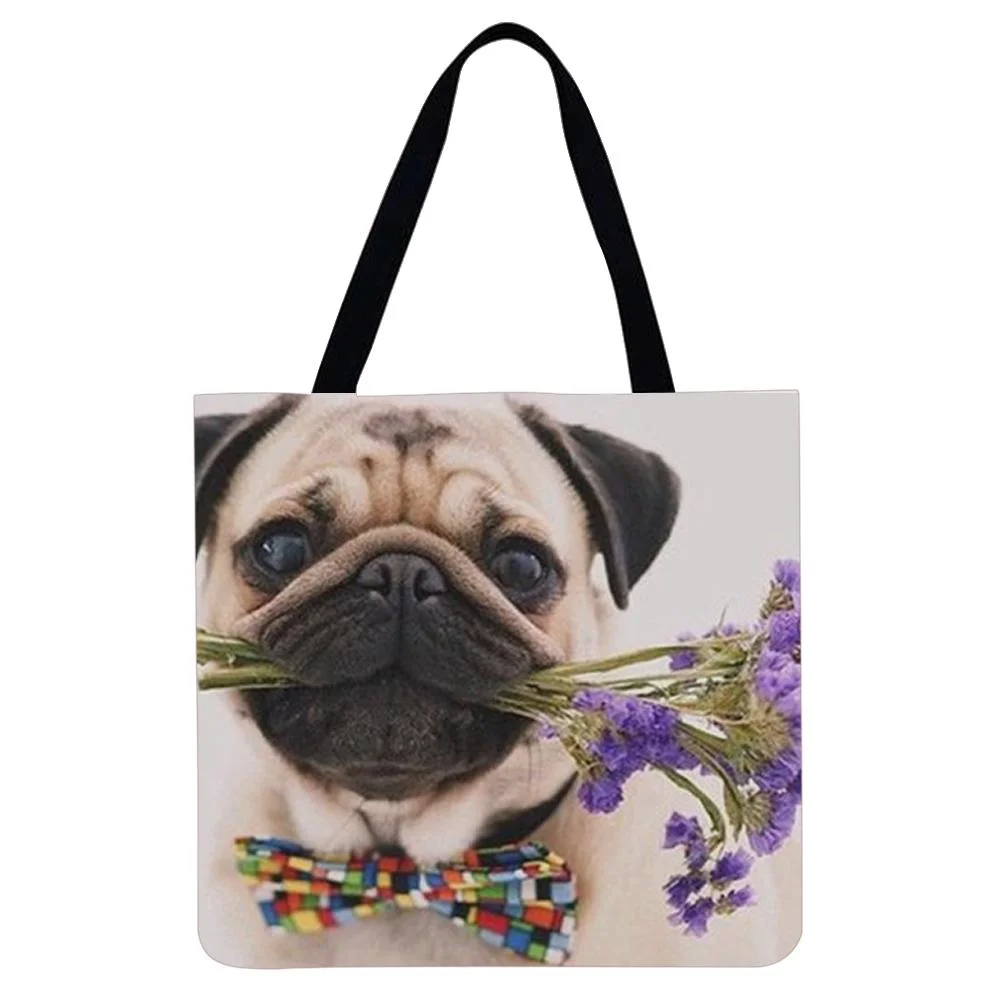 Linen Tote Bag -  Pug