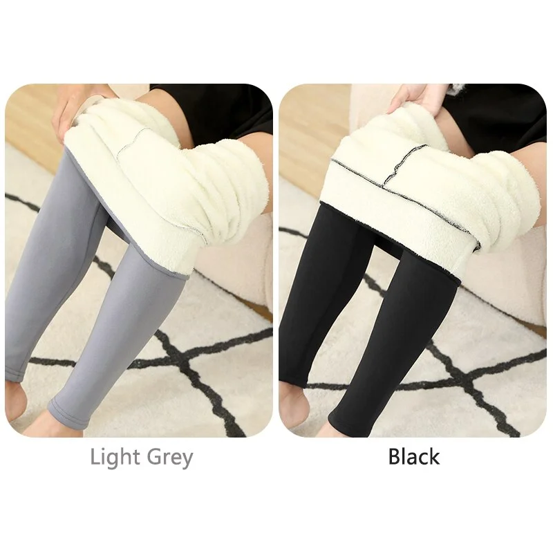 CHRLEISURE Winter Warm Pants Women 2 Pcs Velvet Thick Legging High Waist Push Up Elastic Sports Pants Warmth Lamb Wool Pants