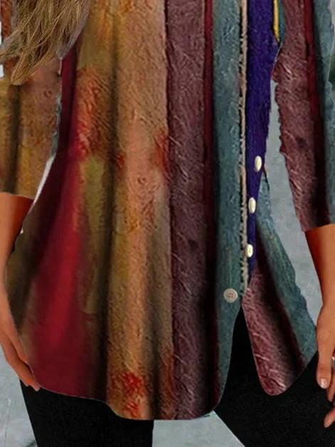 Women Half Sleeve V-neck Solid Color Dress