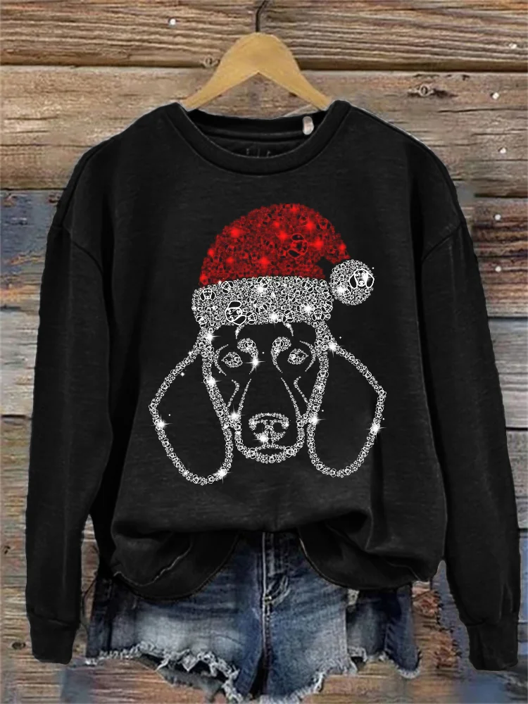 Christmas Dog Glitter Art Washed Sweatshirt