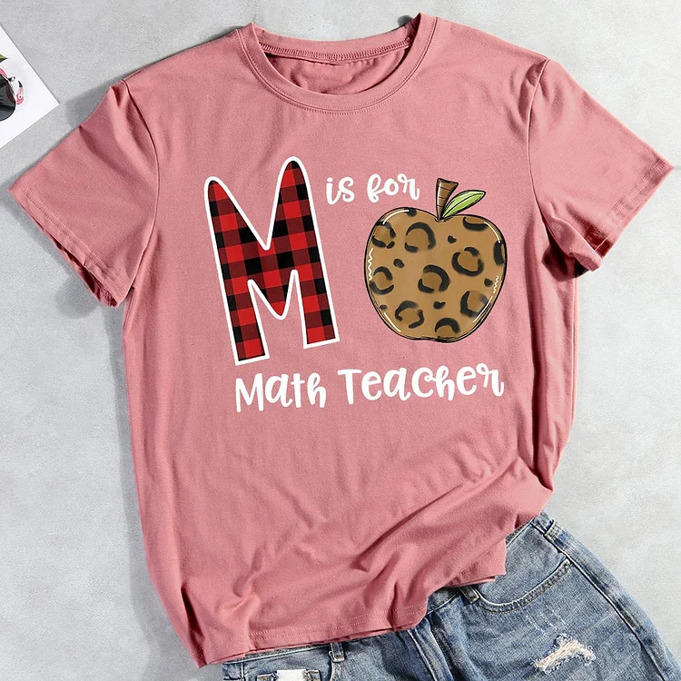 M Is For Math Teacher Leopard  T-shirt Tee -011161
