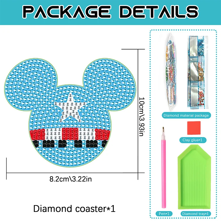 DIY Diamond Painting Coasters Kit Anti Slip Coasters Cartoon Mickey Cup  Coasters