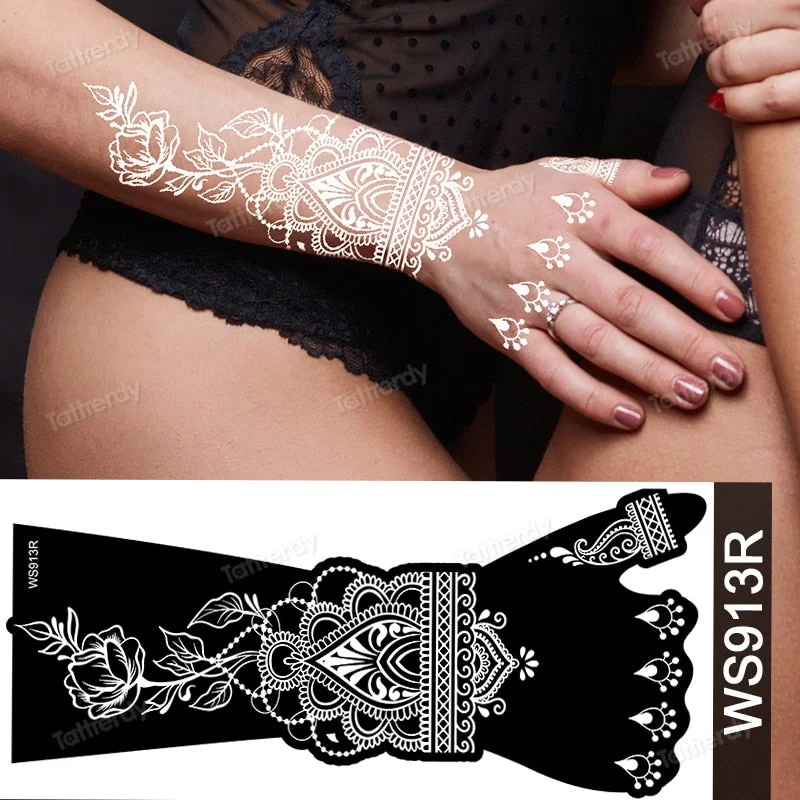 1 Sheet Flower Lace Henna Stencil Body Art Temporary Tattoo Sticker Airbrush Print Stencil Stamp Plates Template Mandala Wedding