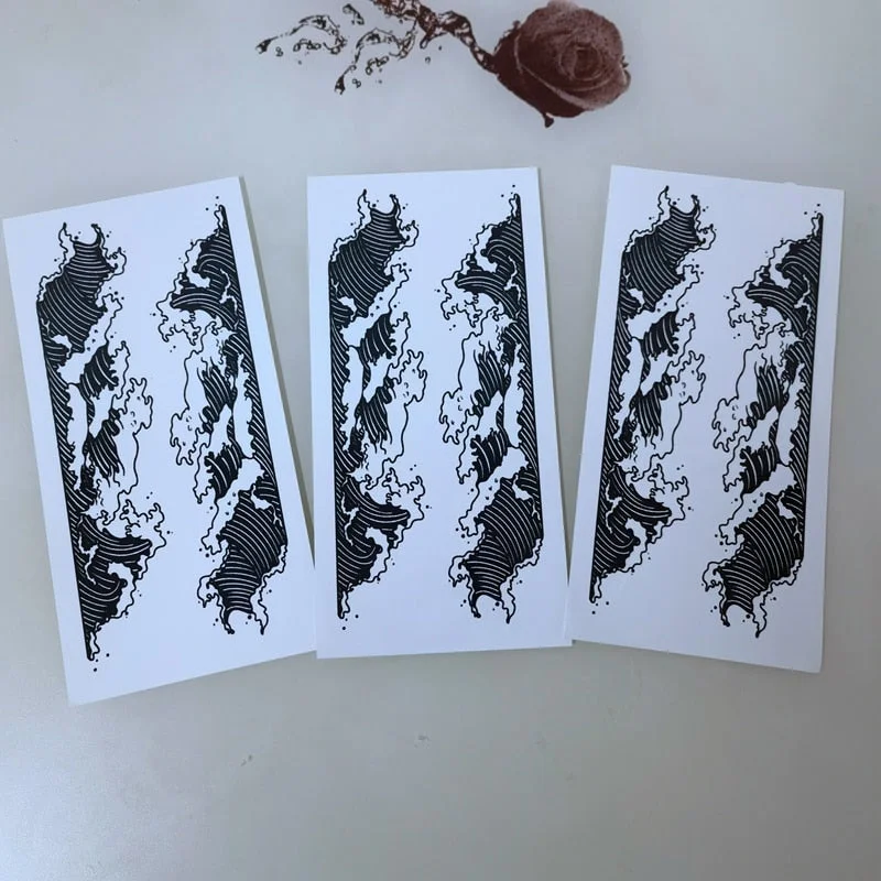 New Black Lace Bow Temporary Tattoo Sticker Waterproof Female Sexy Big Picture Leg Arm Body Art Fake Tattoo Ankle Fashion Tattoo