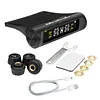 Tire Pressure Monitoring System with 4 External Sensors Tire Pressure Monitor Digital LCD Display Solar Charging for Sedan RV Trailer Truck