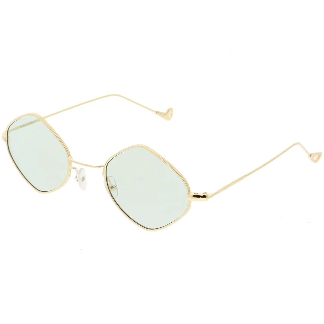 Premium Small Metal Diamond glasses Ultra Slim Arms Color Tinted Flat Lens 51mm