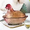 Hen Nest Glass Dish with Lid Crystal Glass Candy Jar Thicken Hen-Shaped Fruit Bowl Vintage Dessert Snack Plate for Home Decoration