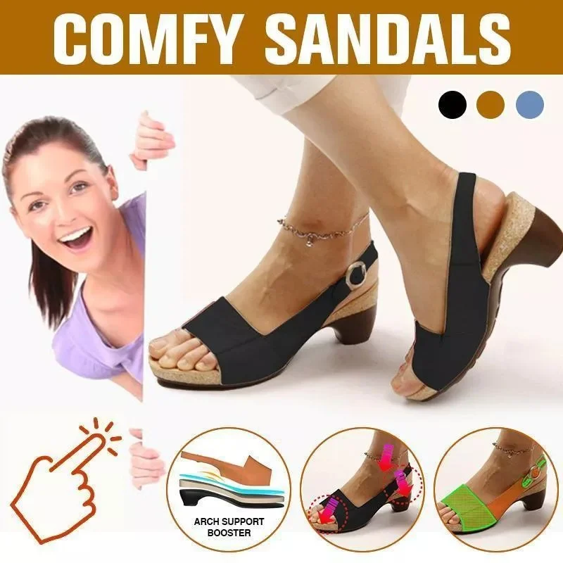 Women Elegant Low Chunky Heel Comfy Sandals 5152