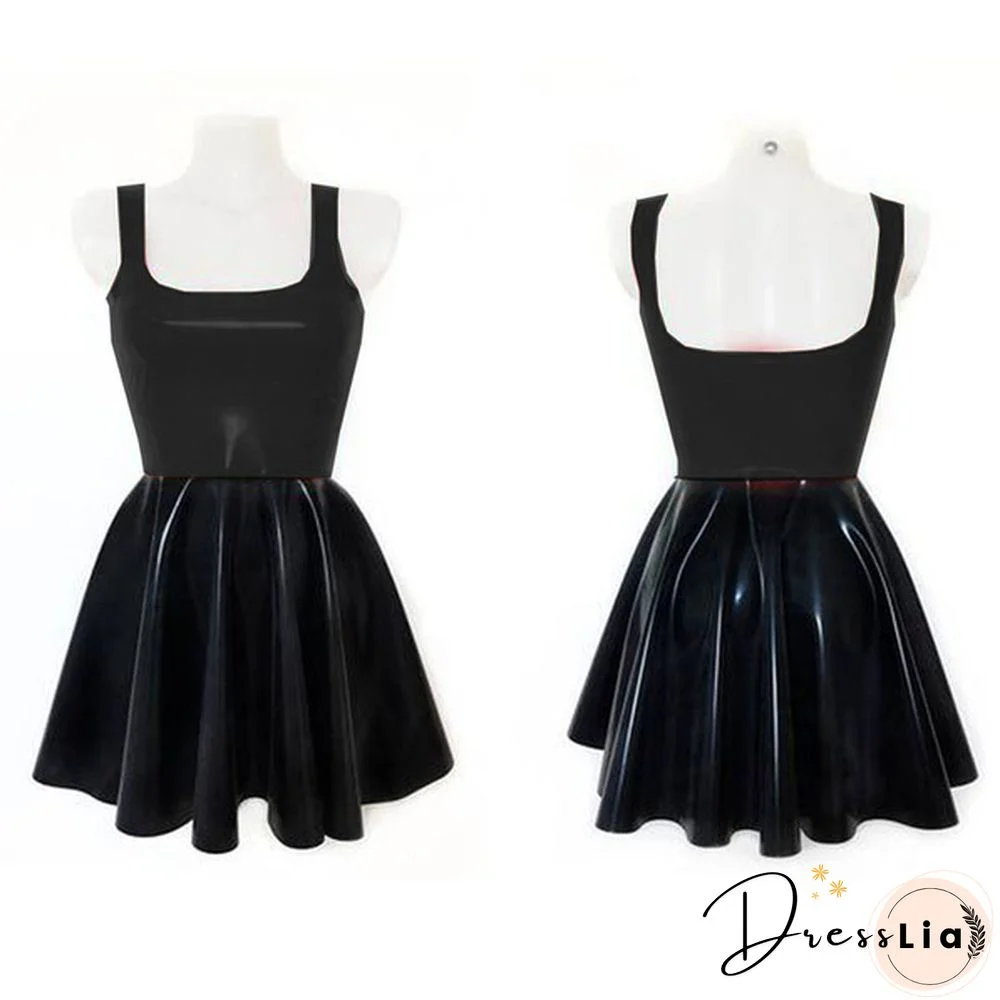 Plus Size A-line Sleeveless Mini Dress Ladies Splicing Color Pleated PVC Dress Summer High Street Sundress Fashion Streetwear