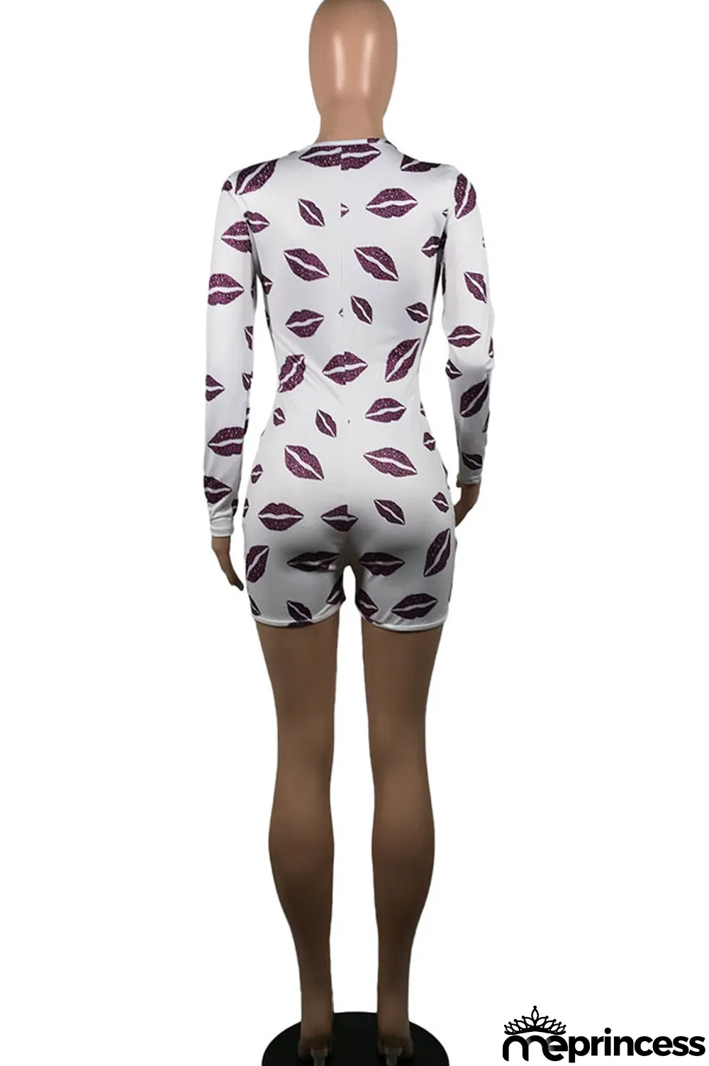 Yellow Sexy Print Polyester Long Sleeve V Neck Jumpsuits